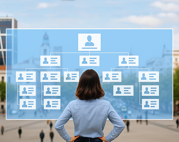 Ilustración de directivos y toma de decisiones